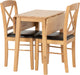 Mason Double Drop Leaf Dining Set – Oak Varnish/Brown Faux Leather
