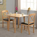 Mason Double Drop Leaf Dining Set – Oak Varnish/Brown Faux Leather