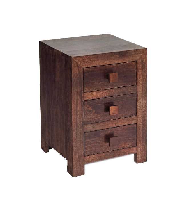 Toko Dark Mango 3 Drawer Bedside Table