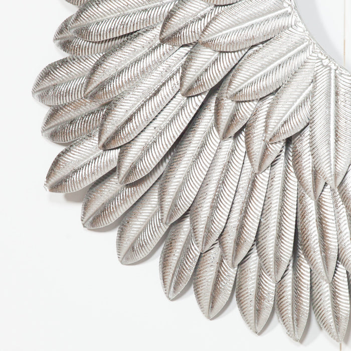 Large Metal Silver Angel Wing Wall Art
