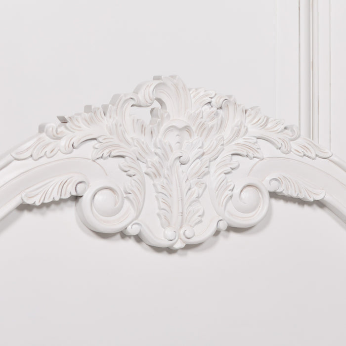 French 5ft Rose Cherub King Size White Carved Bed