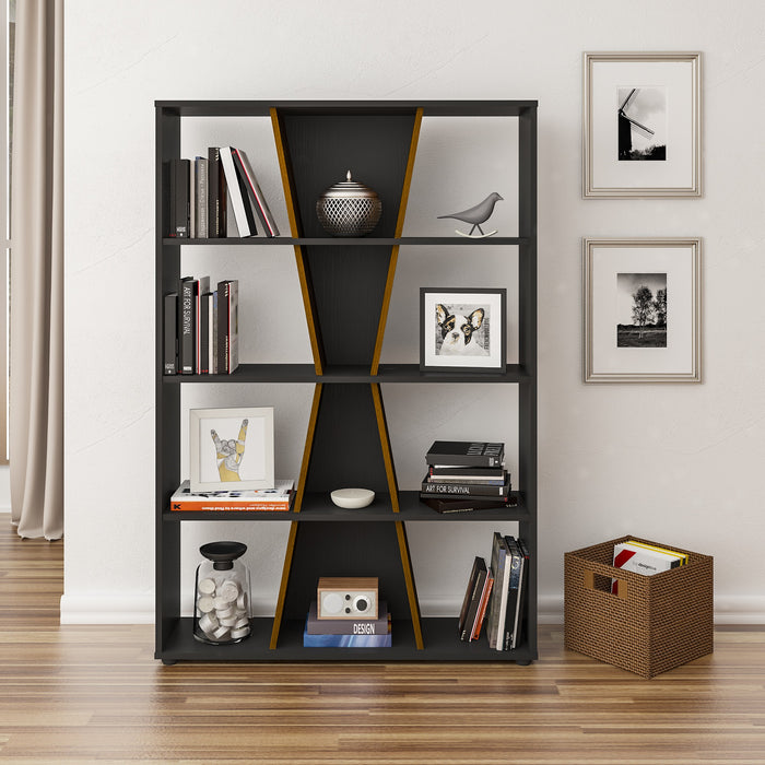 Naples Medium Wooden Bookcase, Black