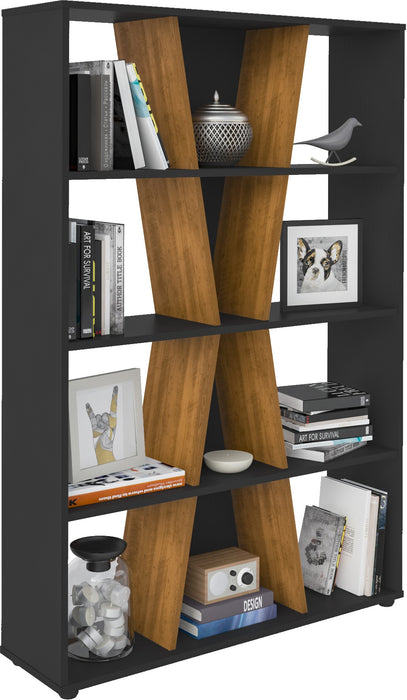 Naples Medium Wooden Bookcase, Black
