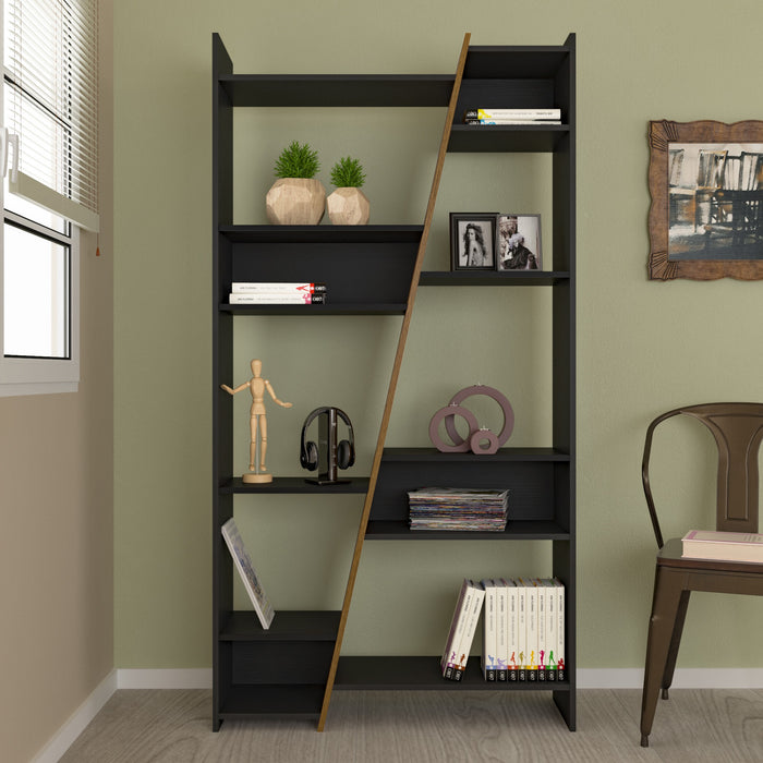 Naples Tall Wooden Bookcase, Black