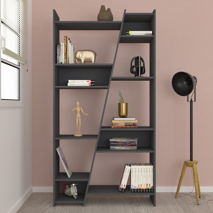 Naples Tall Wooden Bookcase, Grey