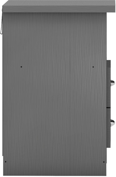 Nevada 2 Drawer Bedside Table – 3D Effect Grey