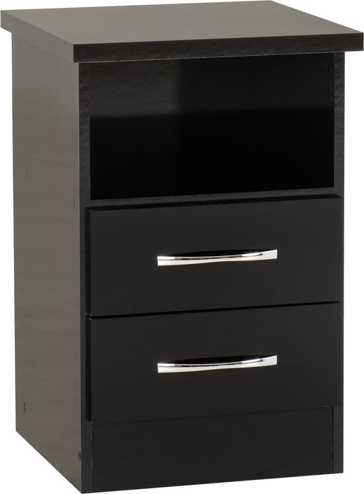 Nevada 2 Drawer Bedside Table – Black Gloss