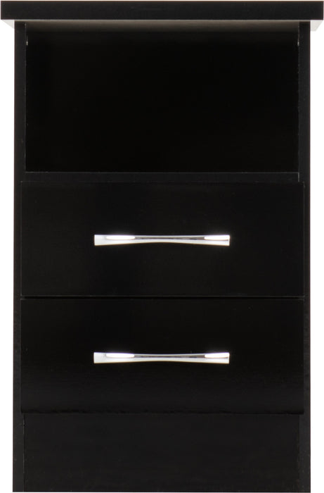 Nevada 2 Drawer Bedside Table – Black Gloss