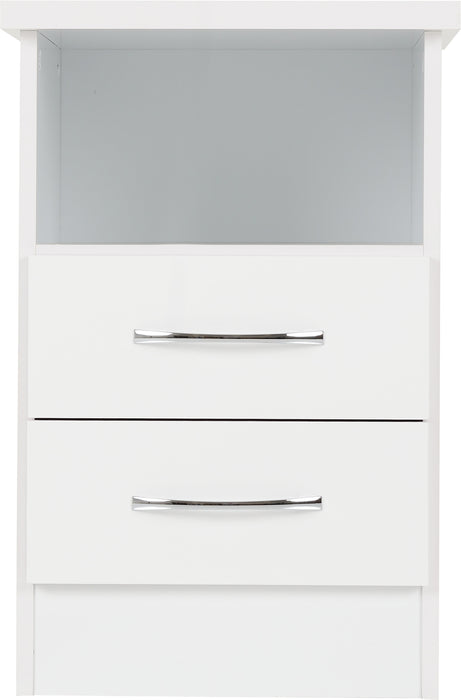 Nevada 2 Drawer Bedside Table – White Gloss