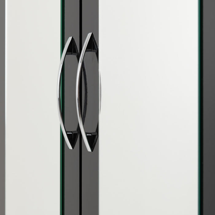 Nevada 3 Door 2 Drawer Mirrored Wardrobe – Black Gloss
