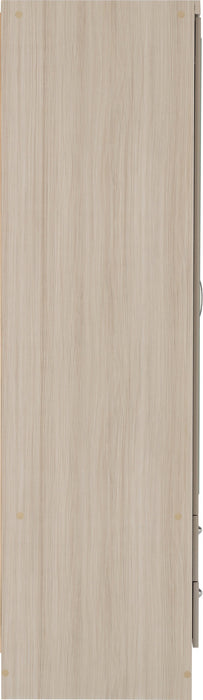 Nevada 3 Door 2 Drawer Mirrored Wardrobe – Oyster Gloss/Light Oak Effect Veneer