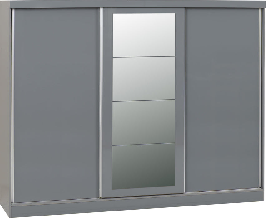 Nevada 3 Door Sliding Wardrobe – Grey Gloss