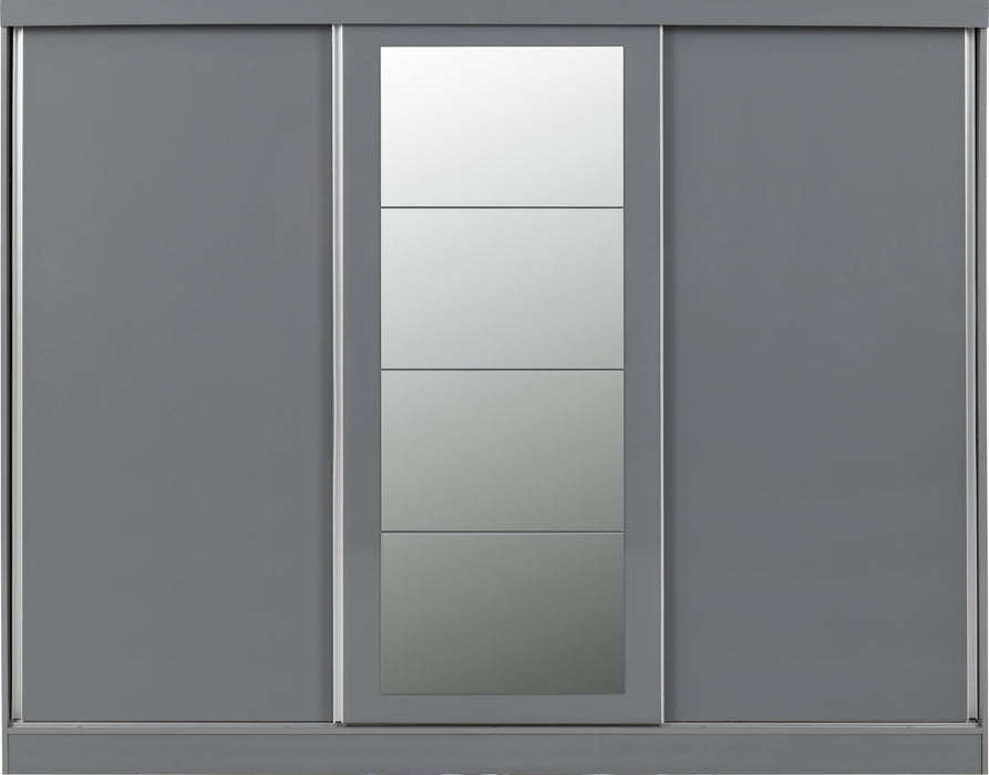 Nevada 3 Door Sliding Wardrobe – Grey Gloss