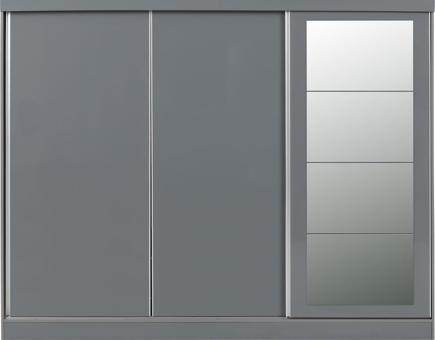 Nevada 3 Door Sliding Wardrobe – Grey Gloss