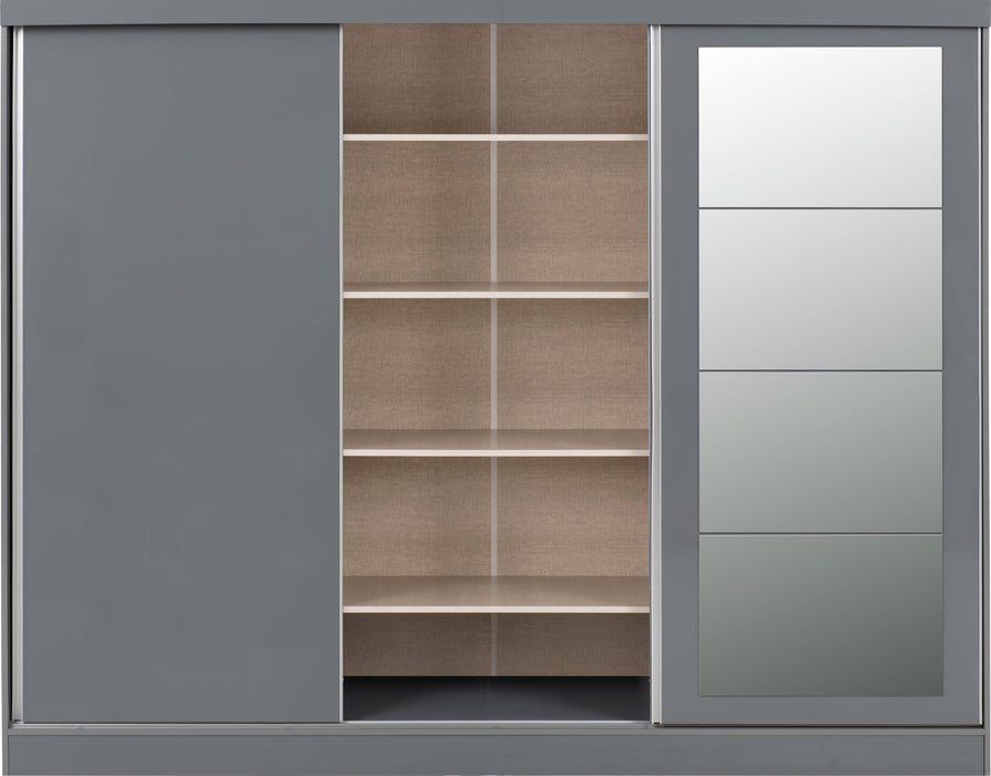 Nevada 3 Door Sliding Wardrobe – Grey Gloss