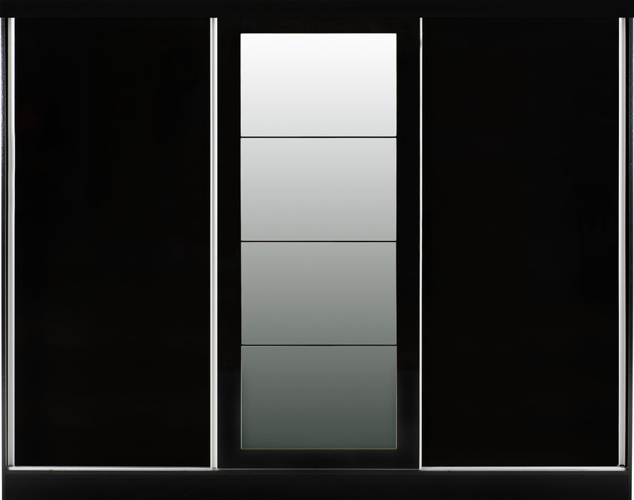 Nevada 3 Door Sliding Wardrobe - Black Gloss