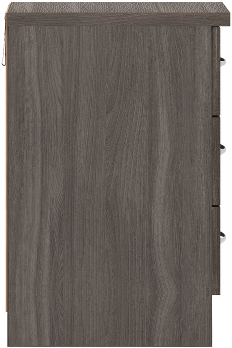 Nevada 3 Drawer Bedside Table – Black Wood Grain