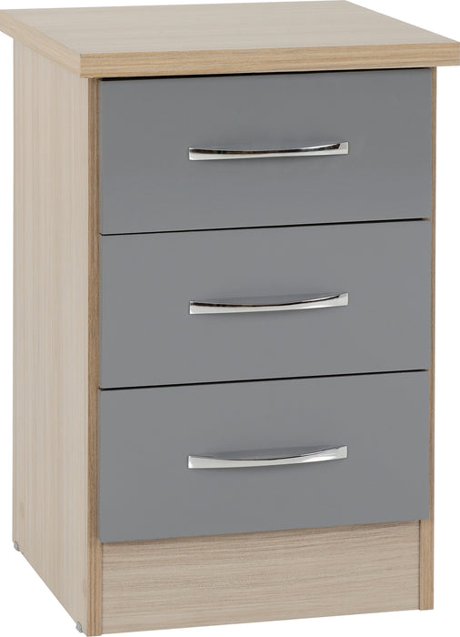 Nevada 2 Door 1 Drawer Wardrobe Bedroom Set - Grey Gloss/ Light oak
