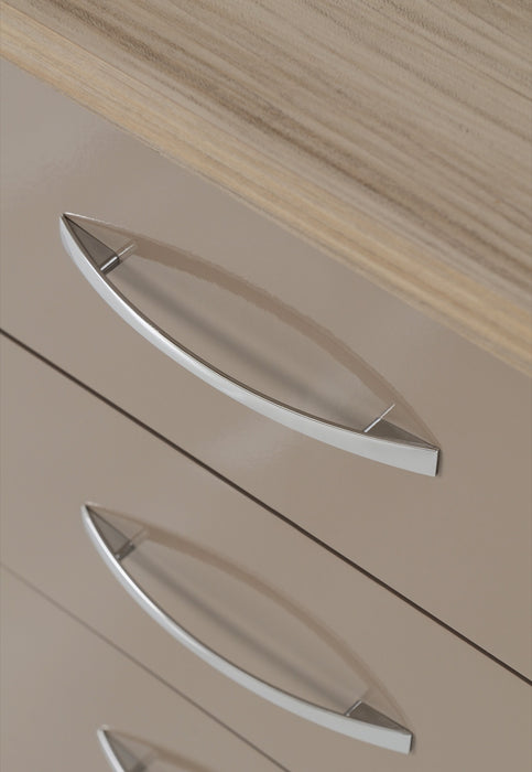 Nevada 3 Drawer Bedside Table – Oyster Gloss/Light Oak Effect Veneer