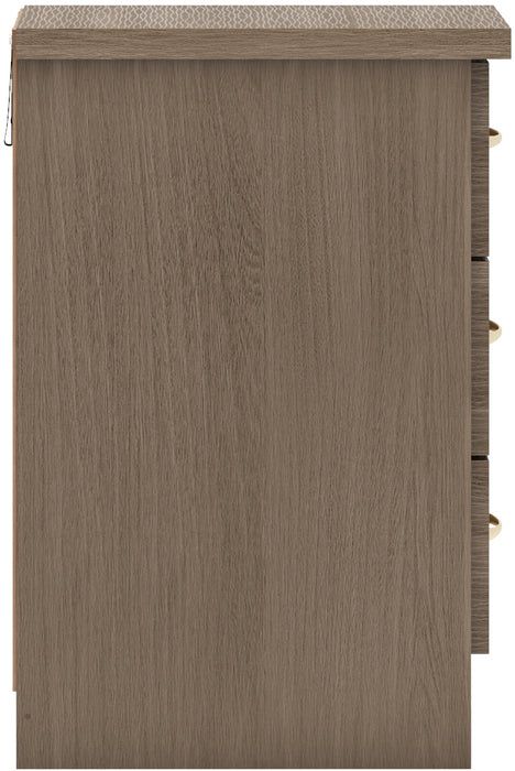 Nevada 3 Drawer Bedside Table – Rustic Oak Effect