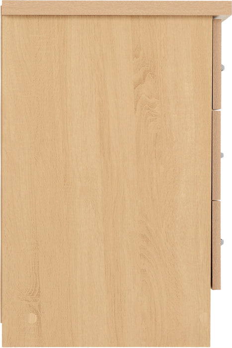 Nevada 3 Drawer Bedside Table – Sonoma Oak Effect