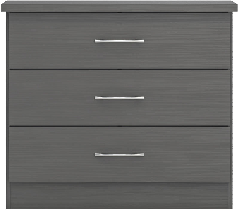 Nevada 3 Drawer Chest – 3D Effect Grey