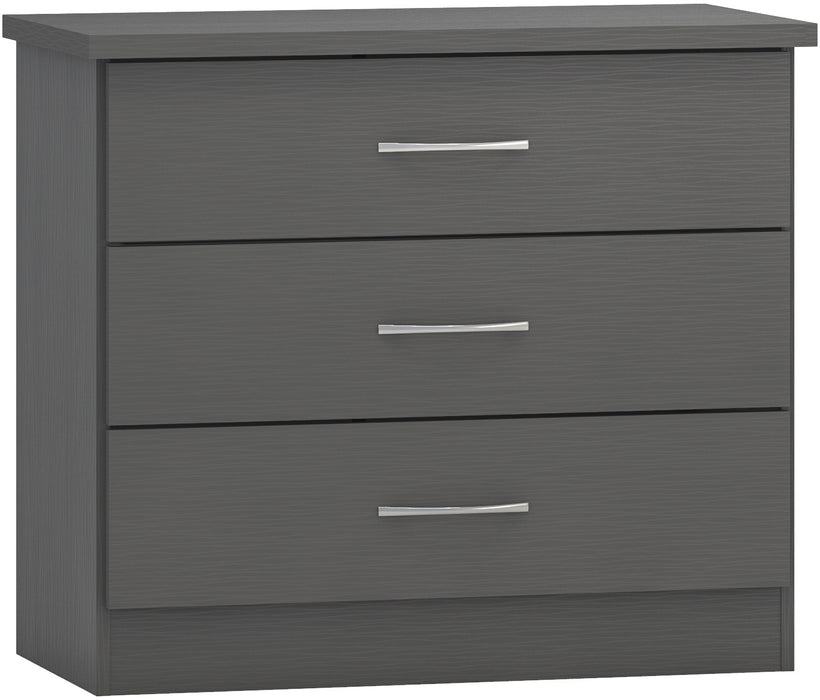 Nevada 3 Drawer Chest – 3D Effect Grey