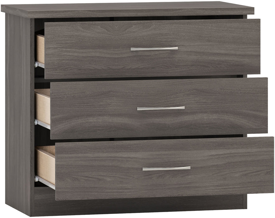 Nevada 3 Drawer Chest – Black Wood Grain