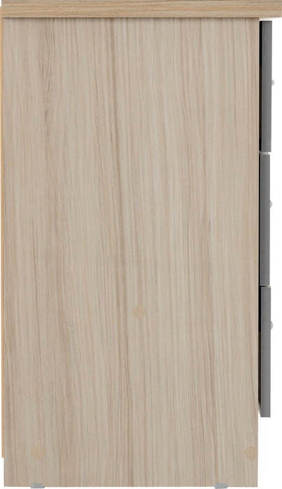 Nevada 3 Drawer Chest - Grey Gloss / Light Oak Veneer