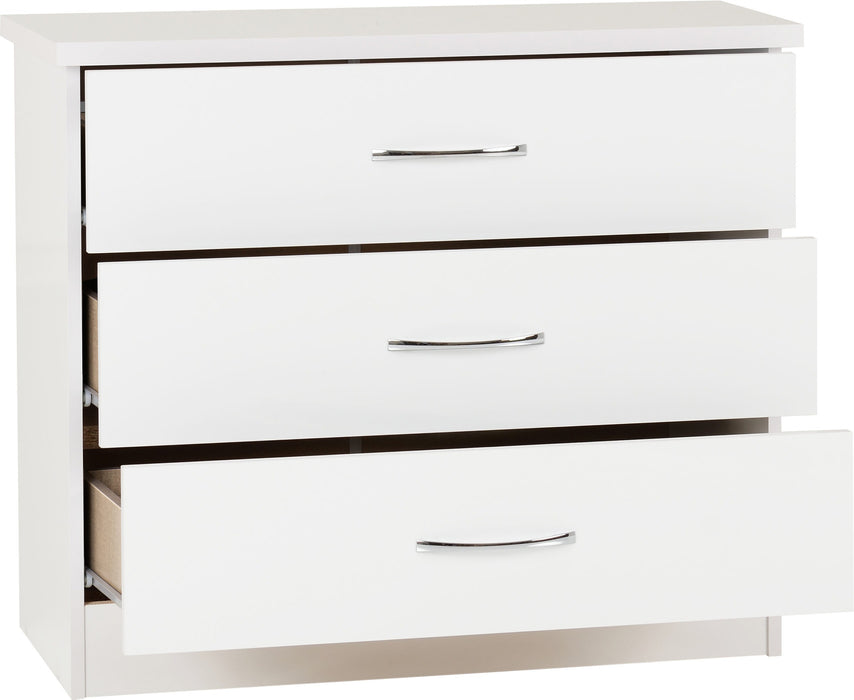 Nevada 3 Drawer Chest – White Gloss