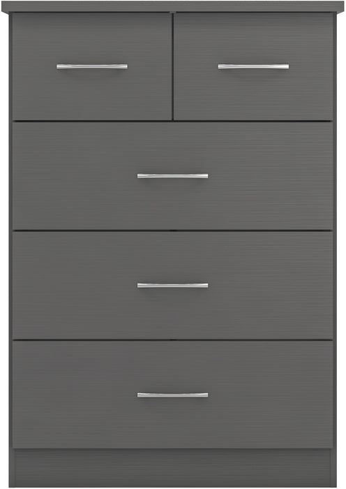 Nevada 3+2 Drawer Chest – 3D Effect Grey