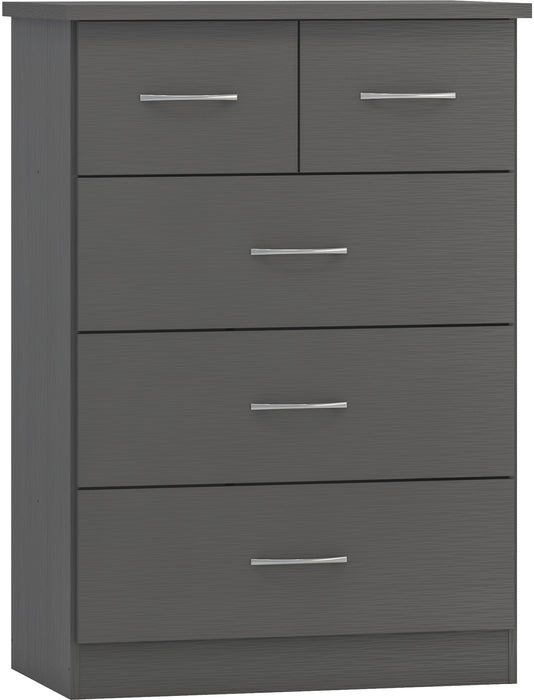 Nevada 3+2 Drawer Chest – 3D Effect Grey