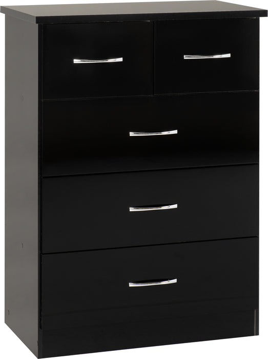 Nevada 3 Door 2 Drawer Mirrored Wardrobe Bedroom Set – Black Gloss