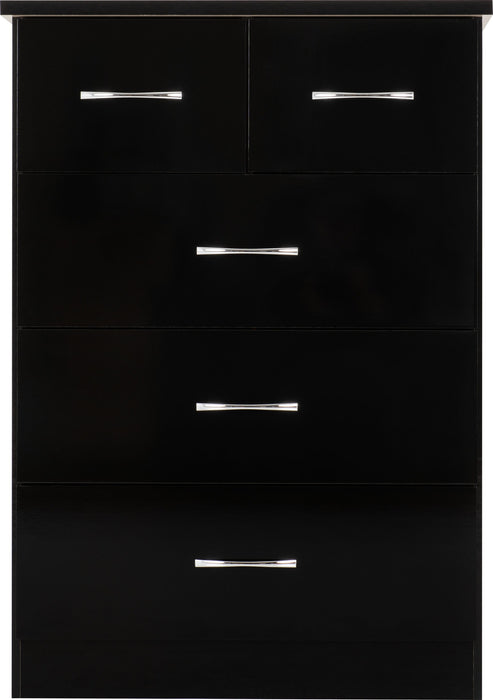 Nevada 3+2 Drawer Chest – Black Gloss