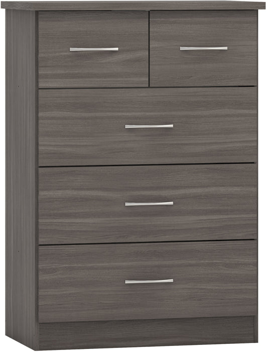 Nevada 3+2 Drawer Chest – Black Wood Grain