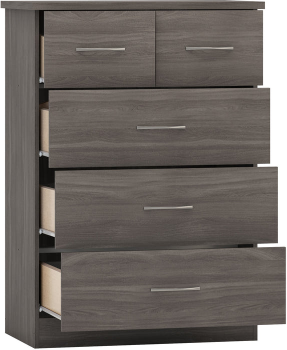 Nevada 3+2 Drawer Chest – Black Wood Grain