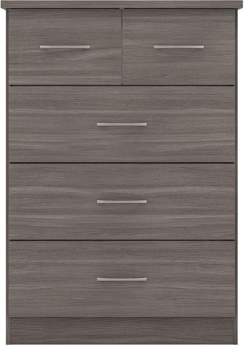 Nevada 3+2 Drawer Chest – Black Wood Grain