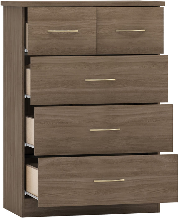 Nevada 3+2 Drawer Chest – Rustic Oak Effect
