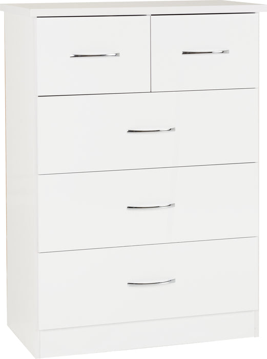 Nevada 3+2 Drawer Chest – White Gloss