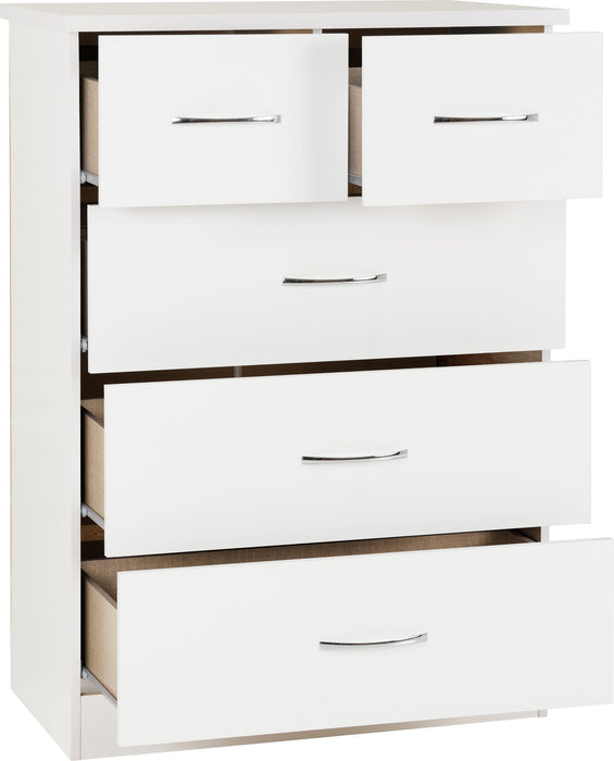 Nevada 3+2 Drawer Chest – White Gloss
