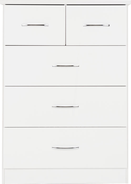 Nevada 3+2 Drawer Chest – White Gloss