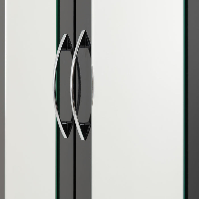 Nevada 4 Door 2 Drawer Mirrored Wardrobe – Black Gloss
