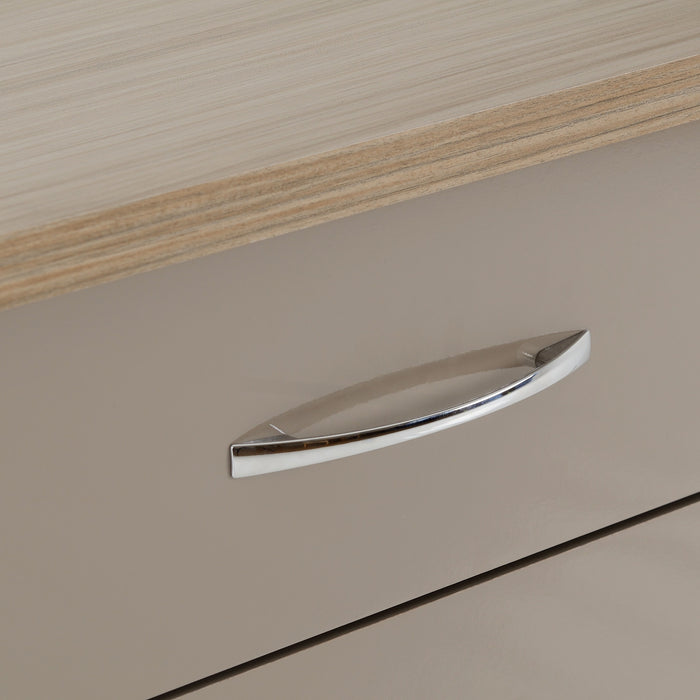 Nevada 5 Drawer Narrow Chest – Oyster Gloss / Light Oak Effect Veneer