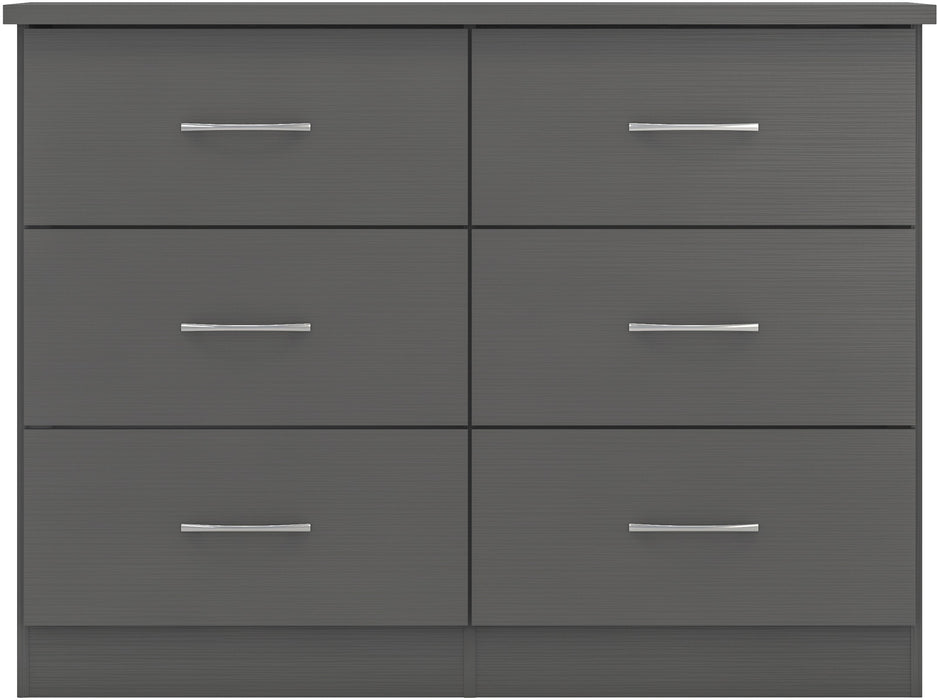 Nevada 6 Drawer Chest – 3D Effect Grey