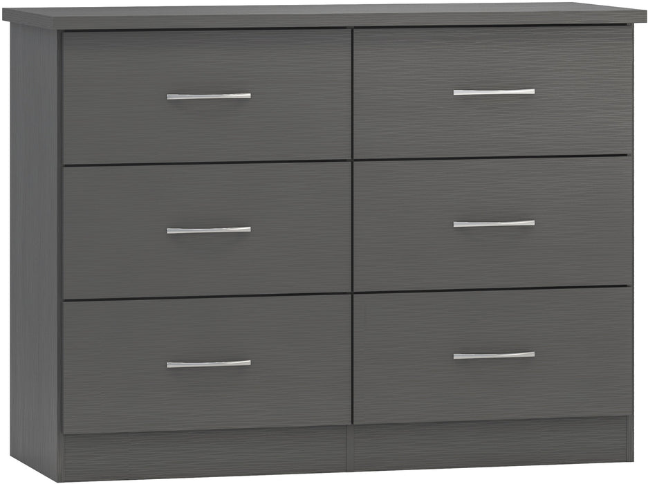 Nevada 6 Drawer Chest – 3D Effect Grey