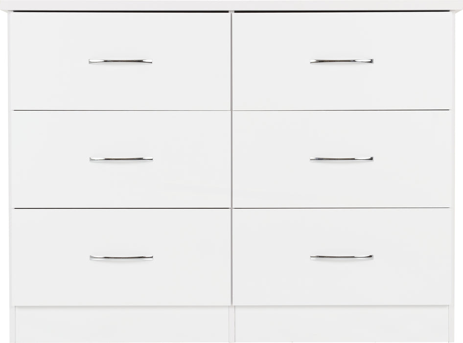 Nevada 6 Drawer Chest - White Gloss