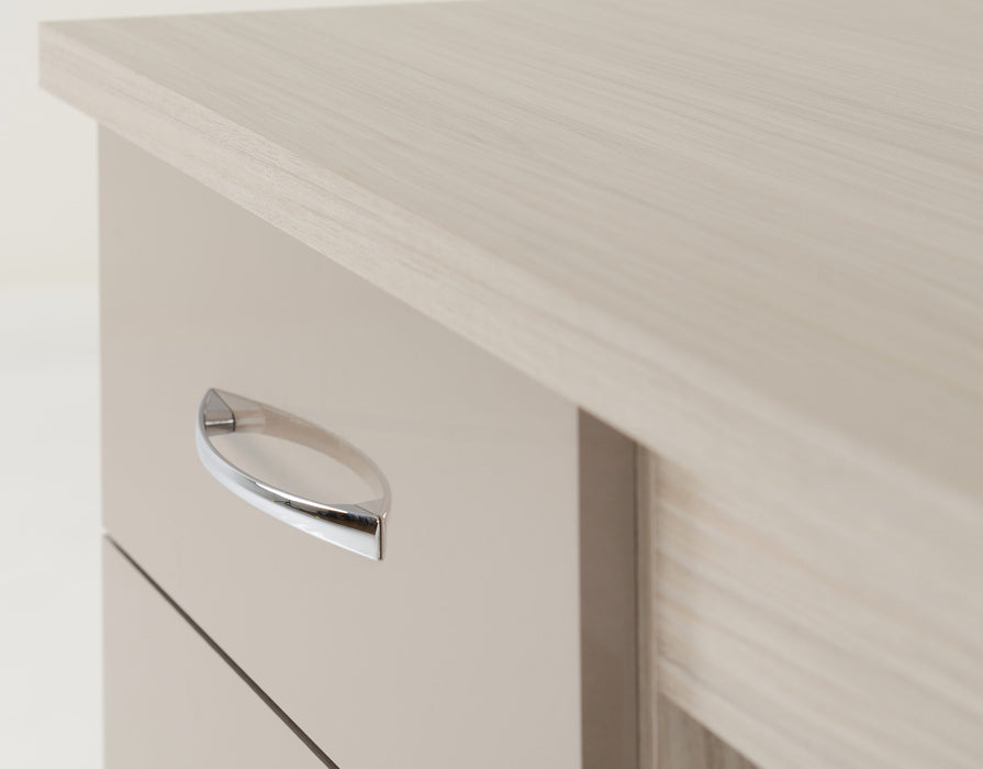 Nevada 4 Drawer Dressing Table Set - Oyster Gloss/Light Oak Effect Veneer