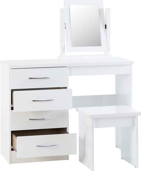 Nevada 4 Drawer Dressing Table Set – White Gloss