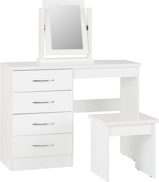 Nevada 4 Drawer Dressing Table Set – White Gloss