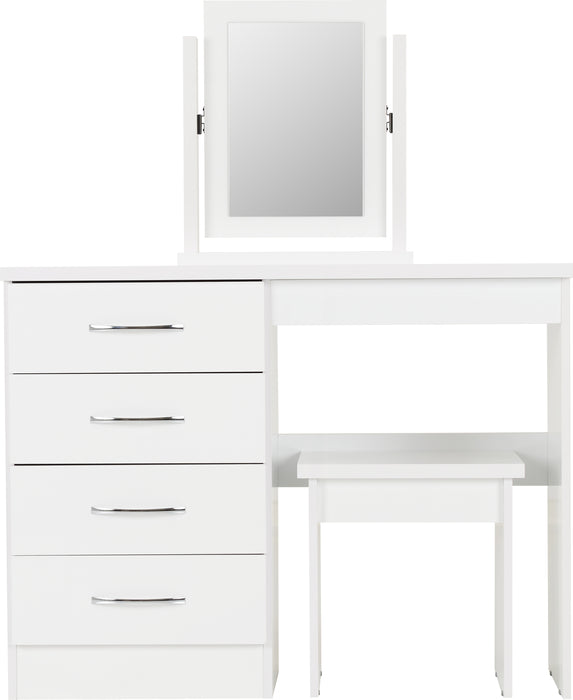 Nevada 4 Drawer Dressing Table Set – White Gloss